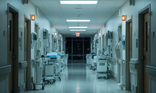 Jacksonville hospital emergency department corridor lit during a citywide power outage